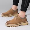 2025 Men's Genuine Leather Business Casual Shoes - Autumn British Style, Low-Top, Big Toe Design