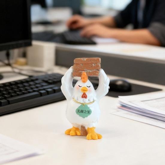 Kycklingprydnad Kompakt Storlek Harts Skrivbordsdekoration Helande Emotionell Powerbank Kycklingfigur Heminredning