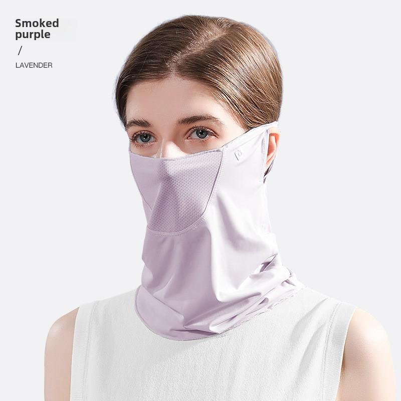 Women's Summer Cycling Sun Protection Ice Silk Mask with Ear Loops and Neck Coverage - XTJ27