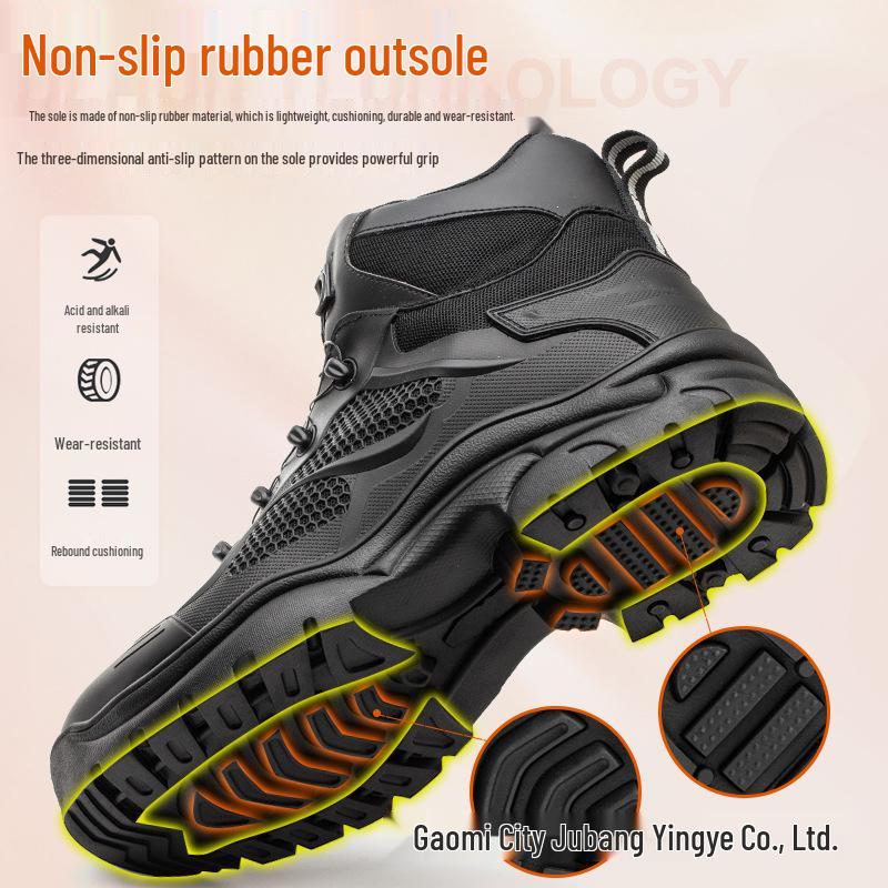 Expert Choice Lace-Free High-Top Safety Boots: Anti-Smash, Anti-Puncture, Non-Slip, Breathable.