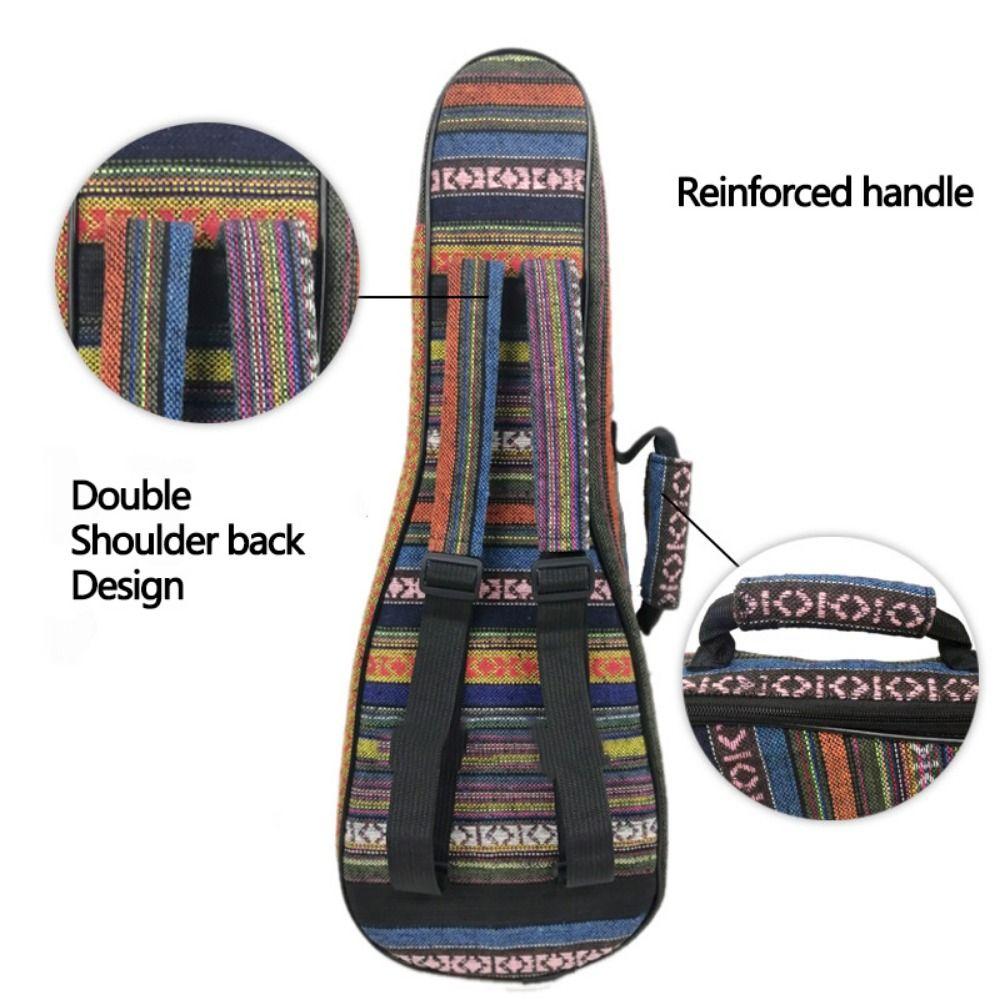 Thick Ukulele Backpack 21/23/26 Inch Mini Guitar Bag Ethnic-Style Ukulele Case Concert