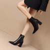 2025 new autumn and winter pointed high-heeled short boots show small thick heels ankle boots women's thin boots Martin boots temperament single boots