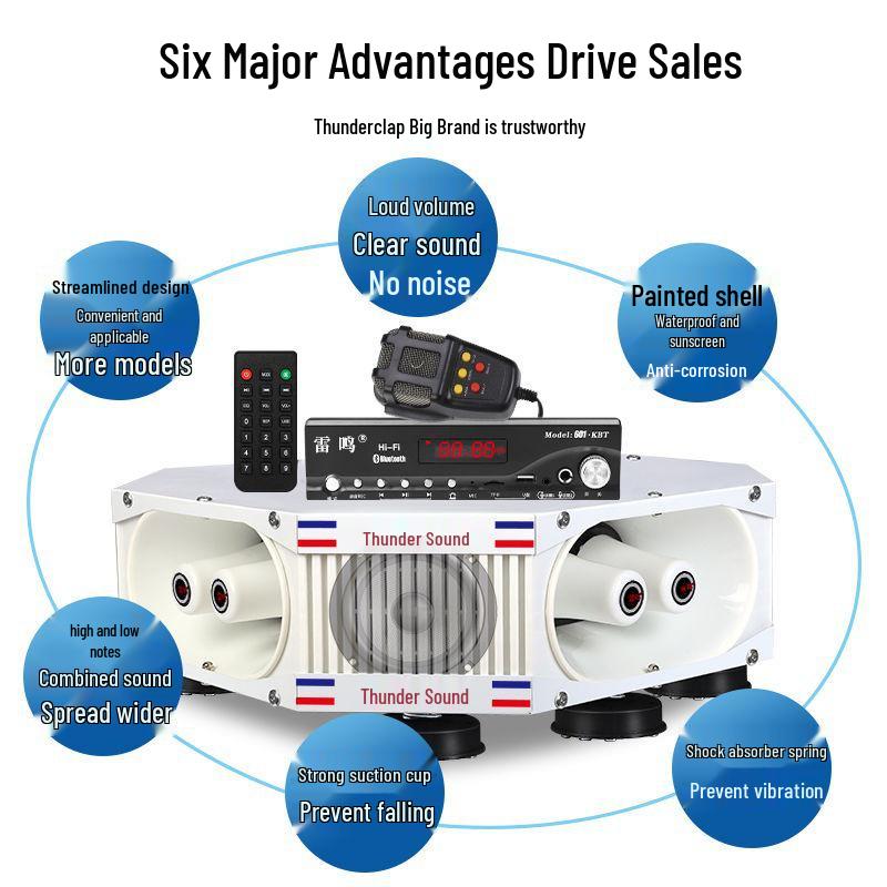 High-Power Four-Way Car Loudspeaker for Audio Calls & Advertisements