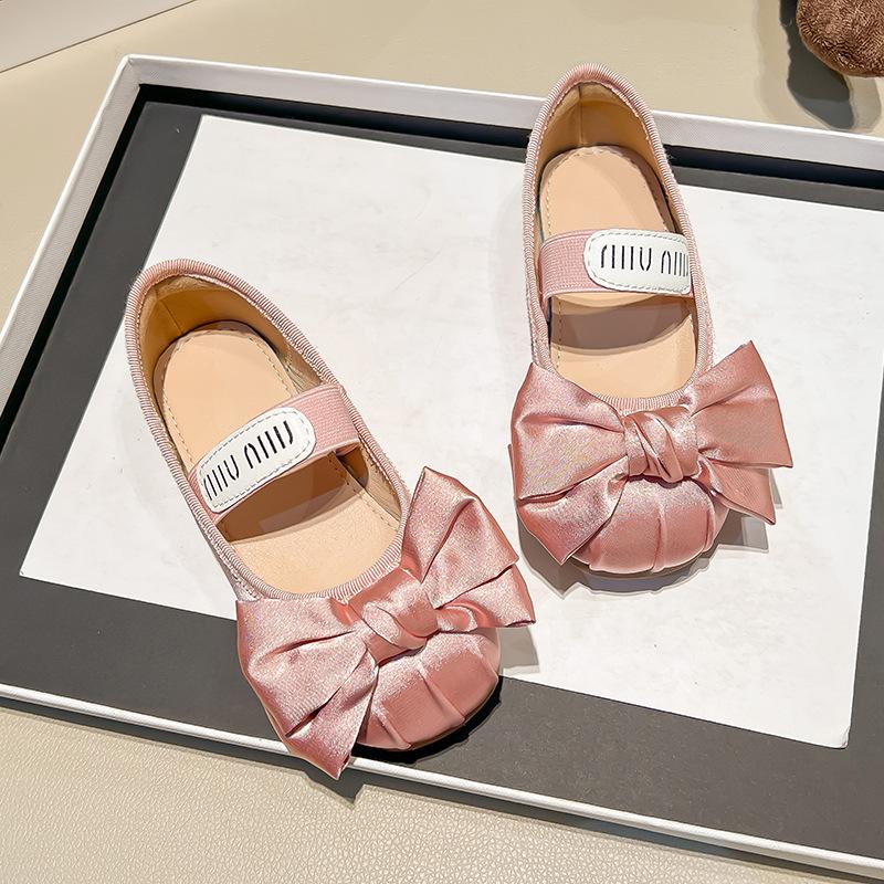 

Kids Pink Bow Decor Satin Casual Ballet Flats 25 рожевий