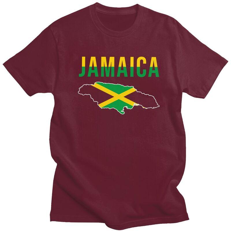 Custom Jamaica Flag Map T Shirt for Men 100 Cotton Tshirt Casual Tee Short Sleeve Jamaican Proud Tshirt Slim Fit