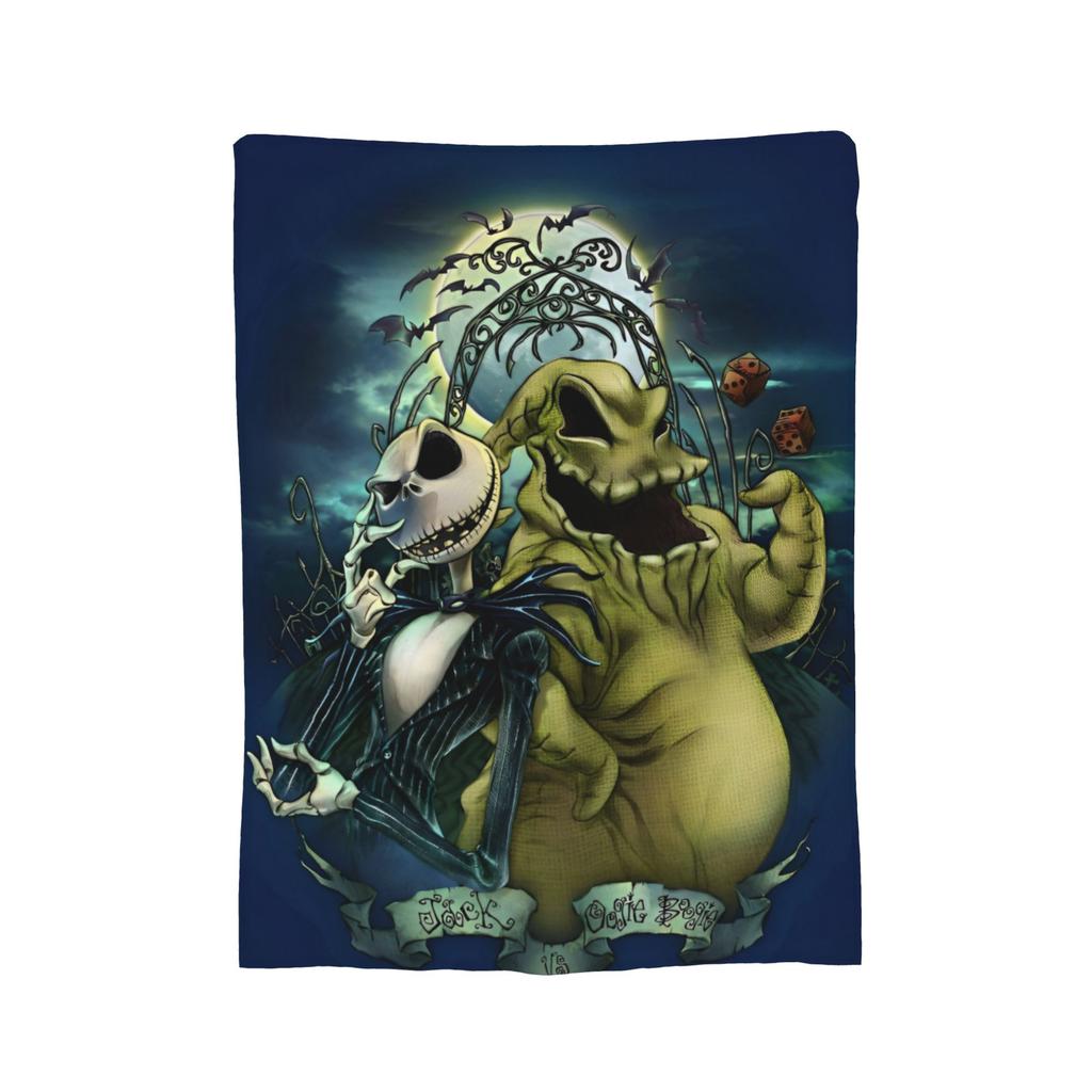 The Nightmare Before Christmas Flannel Blanket Jack And Sally Throw Blankets for Bed Sofa Couch 200x150cm Rug Piece,