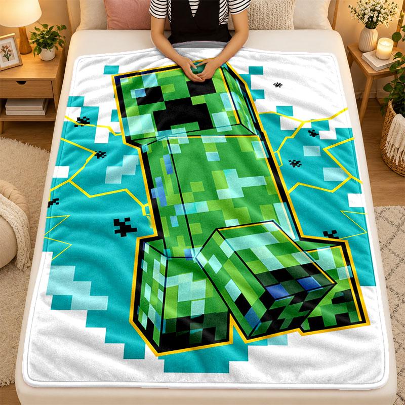 Flannel Blanketminecraft Warm Soft Throw Blanket for Indoor Sofa Bed Living Room Use