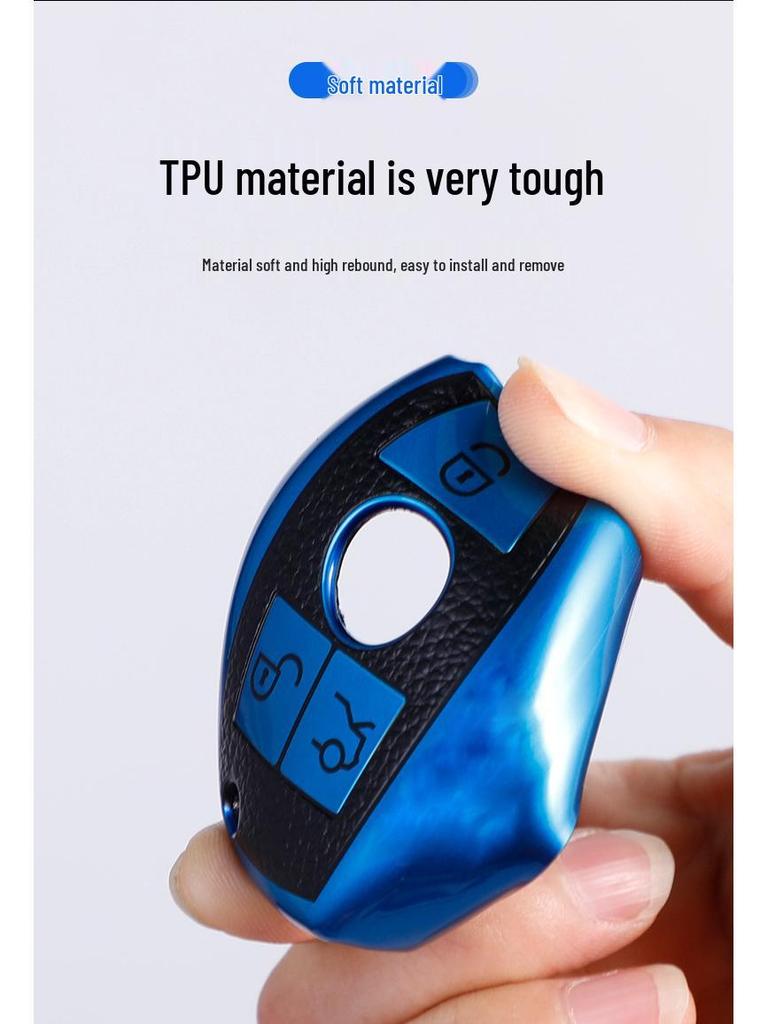 Mercedes Key Cover for C200L, CLA220, E260, GLK300, ML, R-Class, C-Class, GLC with Keychain Buckle.