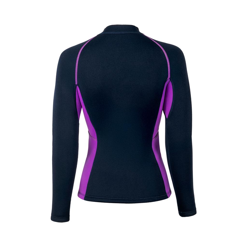 Dam Neopren Våtdräkt Jacka Långärmad Dragkedja Design 3 mm Tjock Stretch Topp Vattensporter