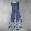 Women's Princess Dress Sexy Round Neck Printed Waist Pulled Sleeveless Dress
