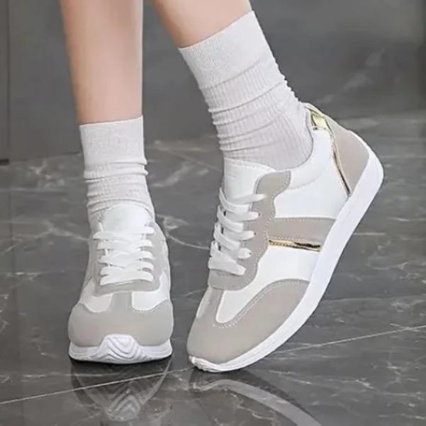Women's Sport Shoes New Style Crossbody Flat Bottom Running Shoes Lightweight Casual White Sneakers Spring Summer
