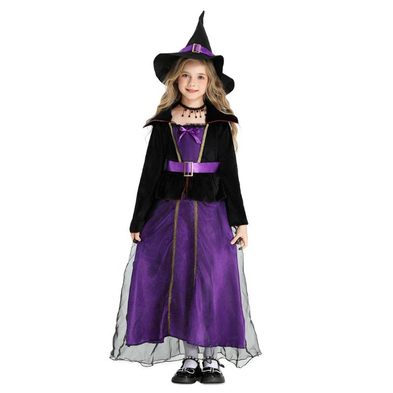 Halloween Children's Costume Purple Witch Costume Girl Witch Carnival Girls Dress Stage Performance Costume