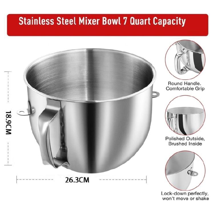 Stainless Steel Dough Mixer Bowl Dishwasher Safe Stand Mixer Bowl Mixing Bowl