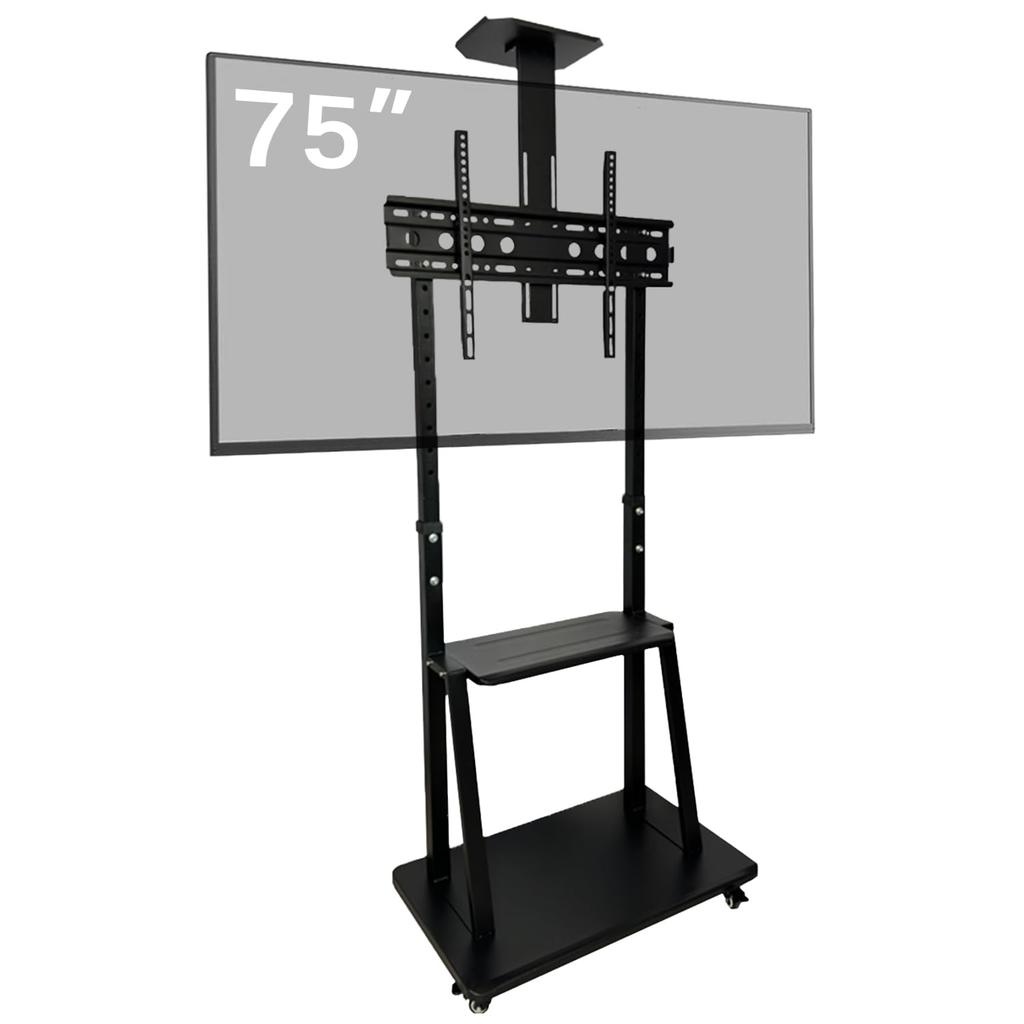 JEEYING TV Wysoki TV Kompatybilny ze Stojakiem TV z Wysokim Ścianowym Regulowanym Czarnym Stojakiem, Typ, Stojak, 32-75 Cali, Kółka, Typ, Mobilny, Stojak,