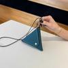 Elegant Folding Triangle Pouch Anti-splash Water Vintage Hanging Neck Coin Purse Mini Leather Detachable Earphone Bag Travel