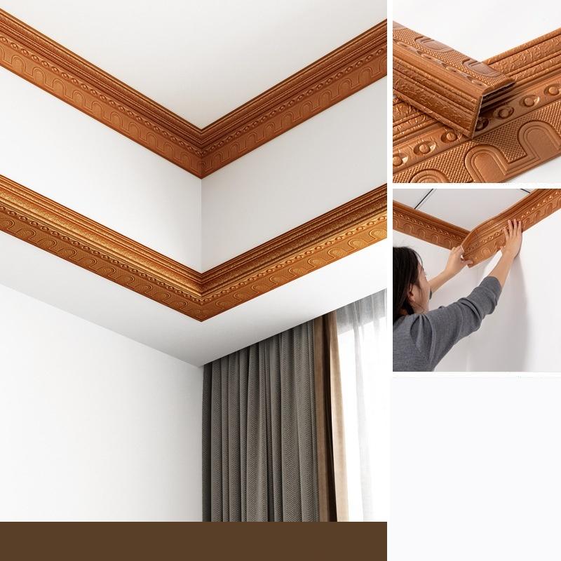 1pc 2.3m/9.2m DIY Waterproof Ceiling Decorative Strip Self Adhesive Wall Trim Line Wall Border Home Decoration Wall Stickers