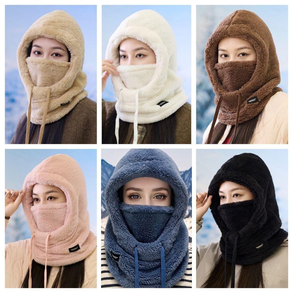 Solid Color Cycling Windproof Cap Keep Warm Ski Mask Hat Simple Winter Balaclava  Men