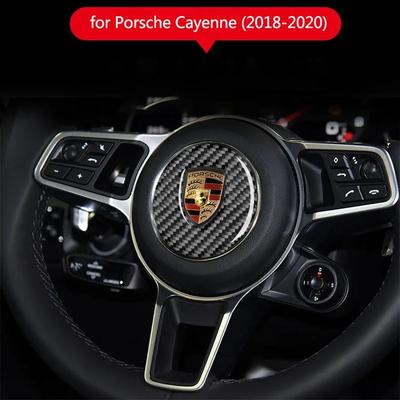 PQMZ2 Car Steering Wheel Decal Decoration for New Cayenne 2018 2019 2020 Interior Accessories Carbon Fiber Emblems StickersA