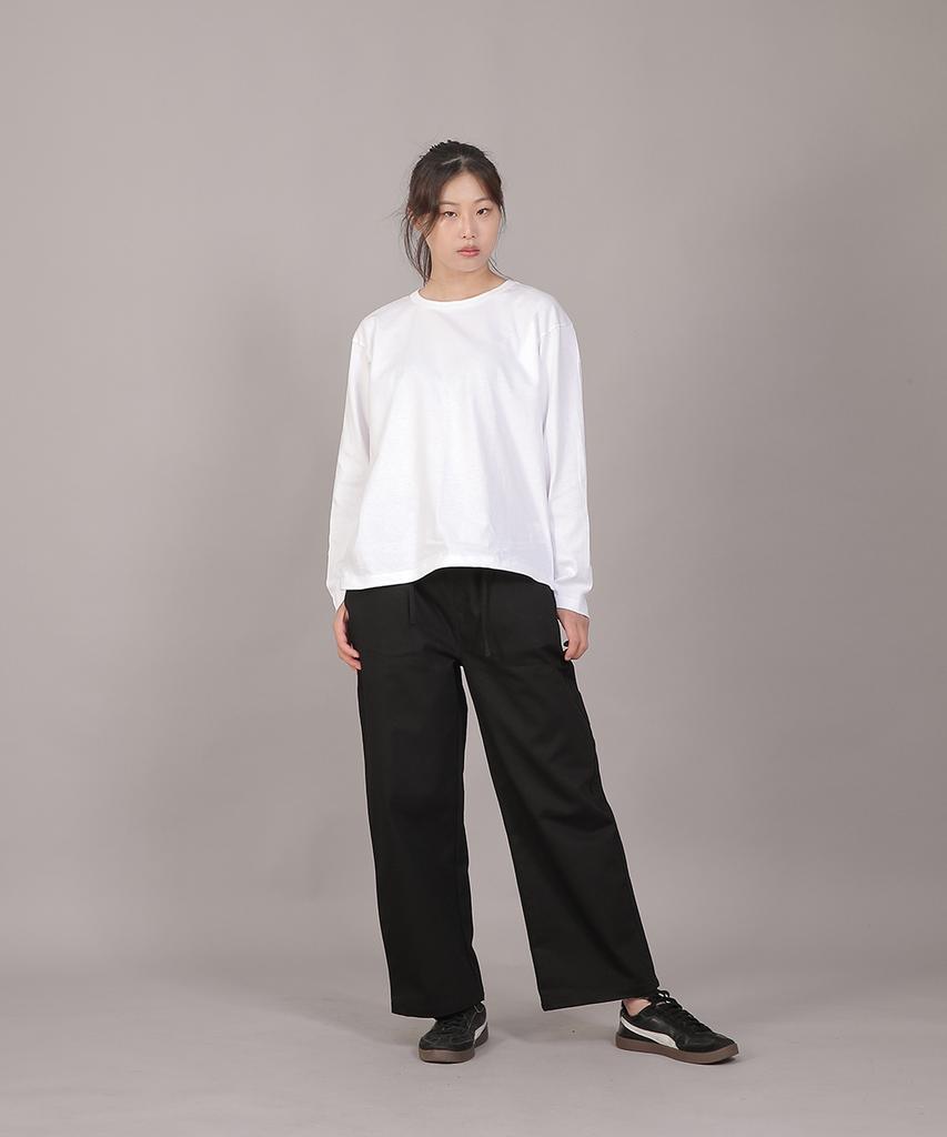 SAINTCREW Pocketless Work Elastic Waist Wide Pants Eww-385 Black