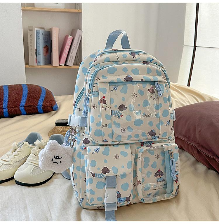 Schoolbag new high-value Japanese ins fresh, sweet and cute puppy puppy pain bag junior high school students lightweight backpack