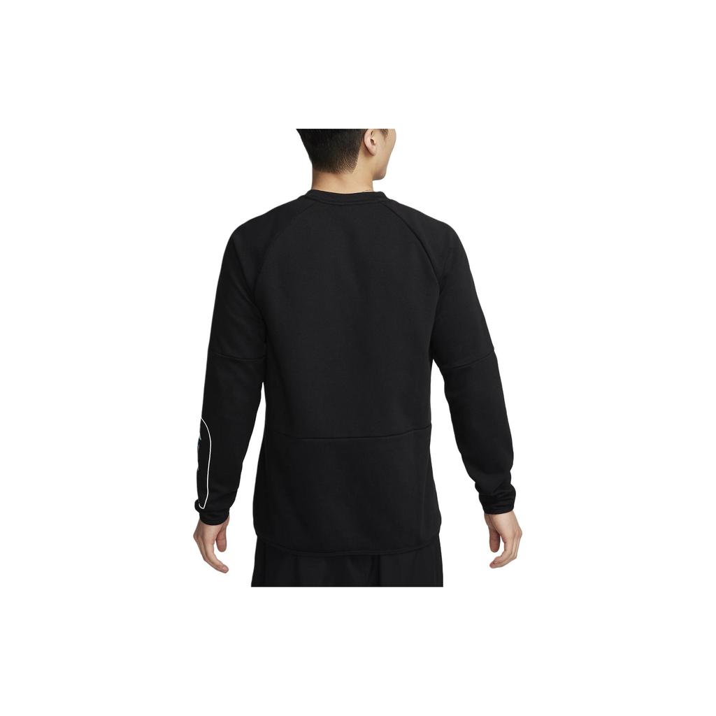 Nike Pulover cu mânecă lungă, cu decolteu, ocazional, cu litere, hanorac american pentru bărbați, negru FN3290-010