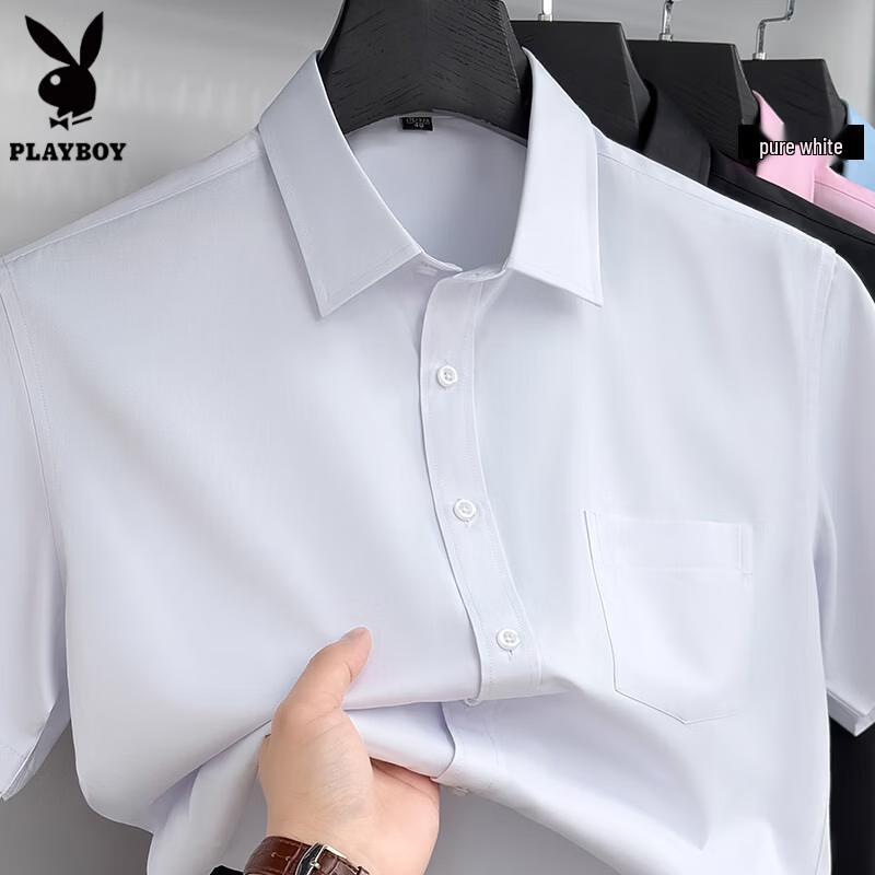 PLAYBOY Men s Cotton Blend Striped & Plaid Short Sleeve Shirt 42
