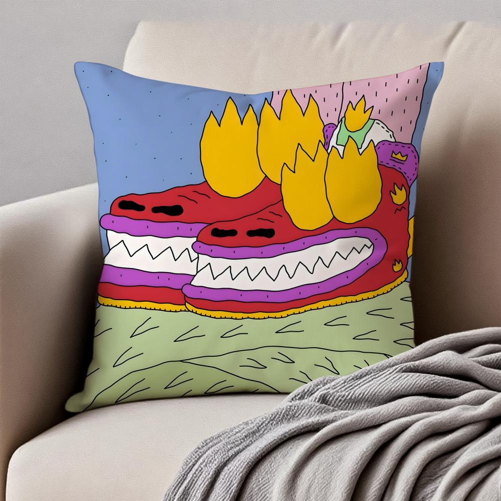 Creative Illustration Of Everything On Shoes Cushion Cover Pillowcase Antidustmite Invisible Zipper Short Plush Sofa Cushion