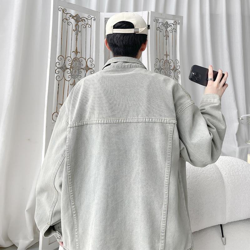 Denim Jacket Men's Spring and Autumn New Korean Style Loose Trendy Top Retro Comfortable Lapel Jacket for Men