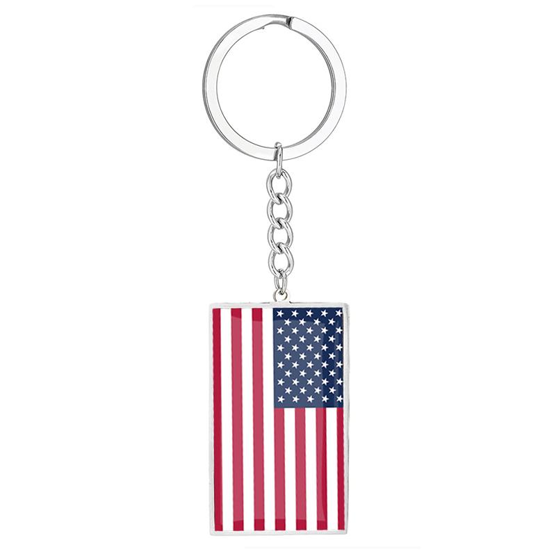 

Stainless Steel Epoxy Canada Australia Flag Keychains Rectangle National Flag Pendant Car Key Chain
