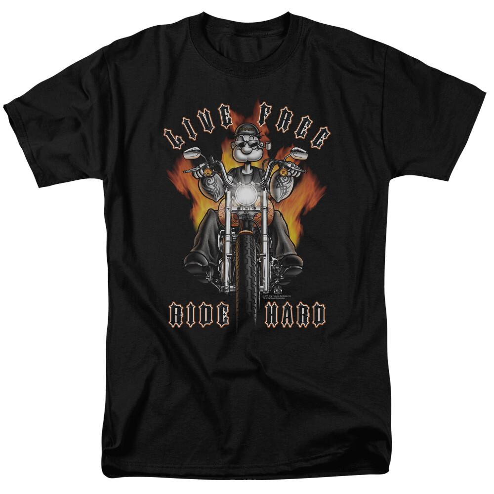 

26 Popeye Live Free Ride Hard T Shirt Licensed Comic Book Cartoon Tee Black Unisex T-Shirt L