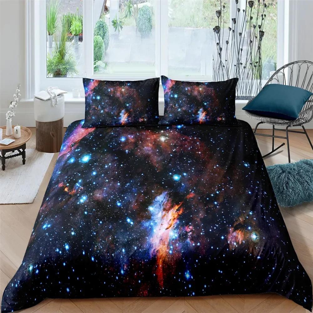 Cosmic Milky Way Comfortable Duvet Quilt Cover Pillowcase Bedding Set Children Bedroom Decoration Home Textile