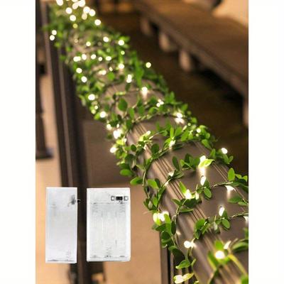 32,81ft 100 LED Batteriebetriebene Ranken-Lichterkette, Warmweißes Licht mit grüner Ranke, Geeignet für Innen und Außen, Hochzeit, Garten, Gartendekoration
