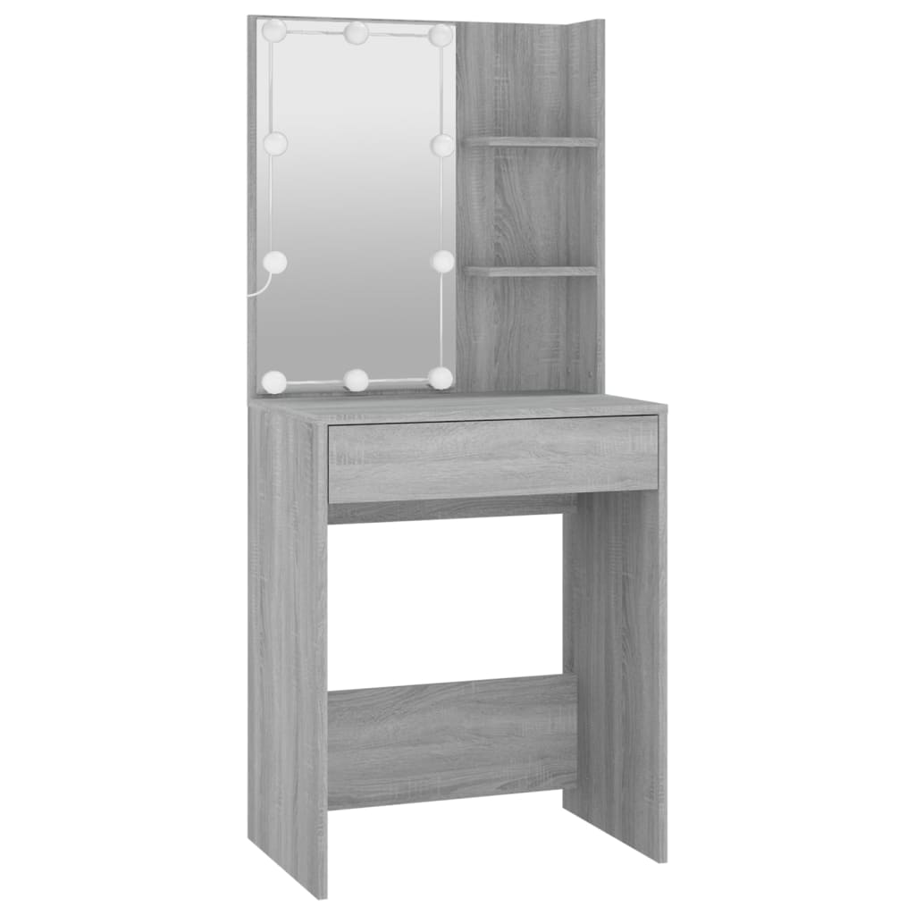 Vidaxl Dressing Table Set with LED Lighting, Sonoma Oak Grey