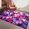 Watercolor Heart Area Rug Romantic Colorful Non Slip Floor Mat Valentine's Day Decor Carpet for Living Room Bedroom Light Luxury