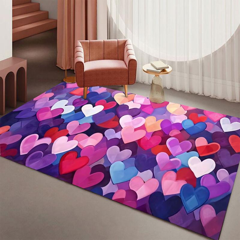 

Watercolor Heart Area Rug Romantic Colorful Non Slip Floor Mat Valentine s Day Decor Carpet for Living Room Bedroom Light Luxury 40x60CM