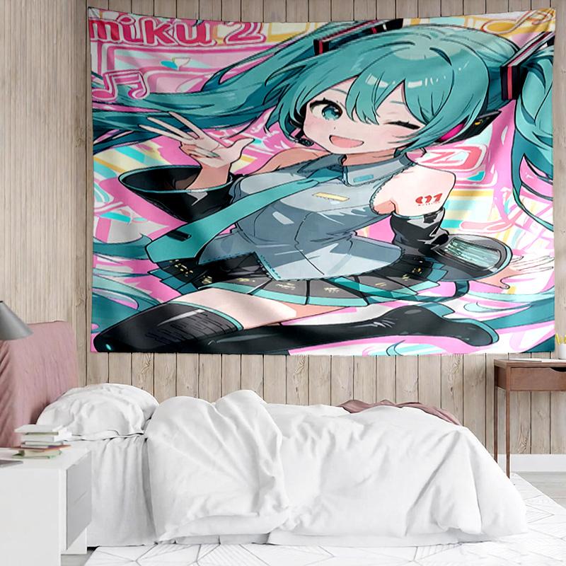 Hatsune Miku Tapestry for Bedroom Aesthetic Classroom Tapestries Wall Hanging for Living Room Dorm Office,Ideal Creative Gift