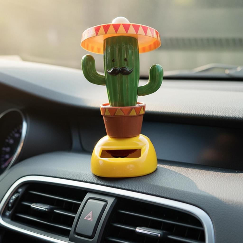 Dashboard Decor Solar Toys Cactus Shaking Head Cactus Toy Figures Car Ornaments For Dashboard For Auto Vehicle SUV Truck Sedan