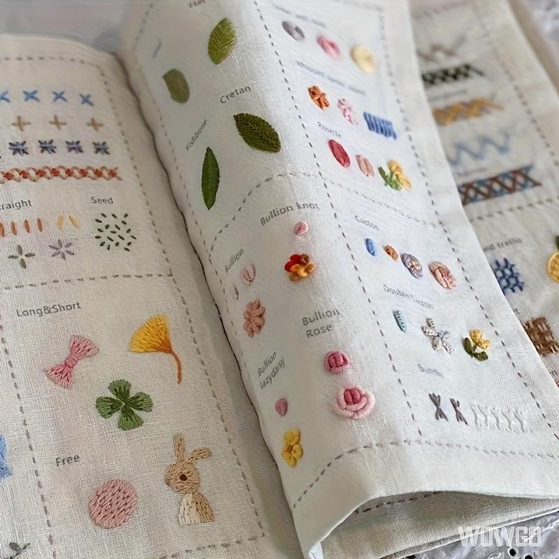 1 Set - French Embroidery Book with 106 Techniques, Sewing Manual, Creative Mini Sewing Book, Embroidery Thread Guide, Portable Travel Mini Sewing Kit