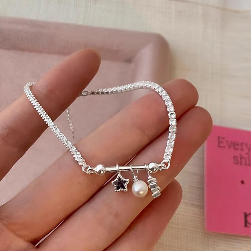 Pure Silver Star Bracelet for Women Delicate Sweet Light Luxury Niche Design Bracelets New Exquisite and Versatile Star Jewelry