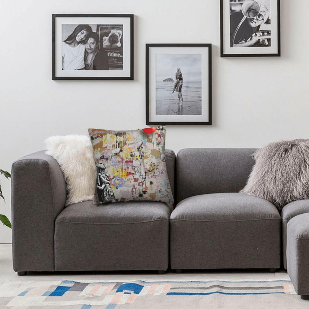 Banksy Pop Art Graffiti Square Pillowcase Polyester Linen Velvet Pattern Decorative Pillow Case Home Cushion Cover 18"