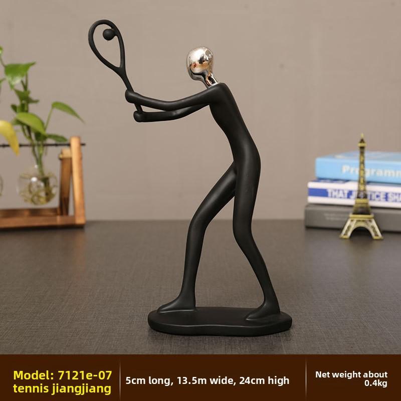 Schwarz Modern Abstrakt Harz Radfahrer Radfahrer Ornamente Statue Athlet Figur Tennis Kunst Büro Zimmer Miniatur Dekoration