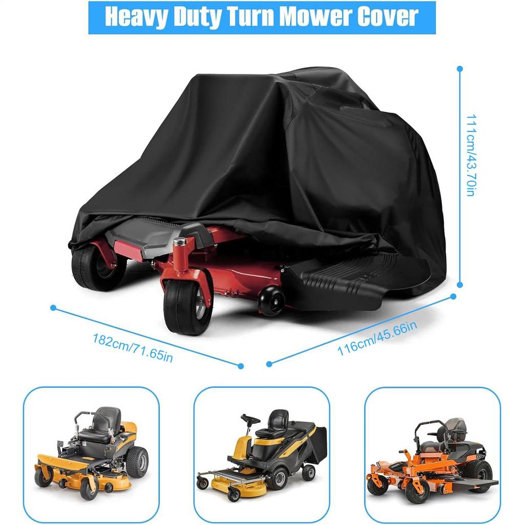 Lawn Mower Dust Cover 182x111x116cm Oxford Cloth Garden Tractor Storage Cover Tractor Parts Storage Accessories for Rain Mowing
