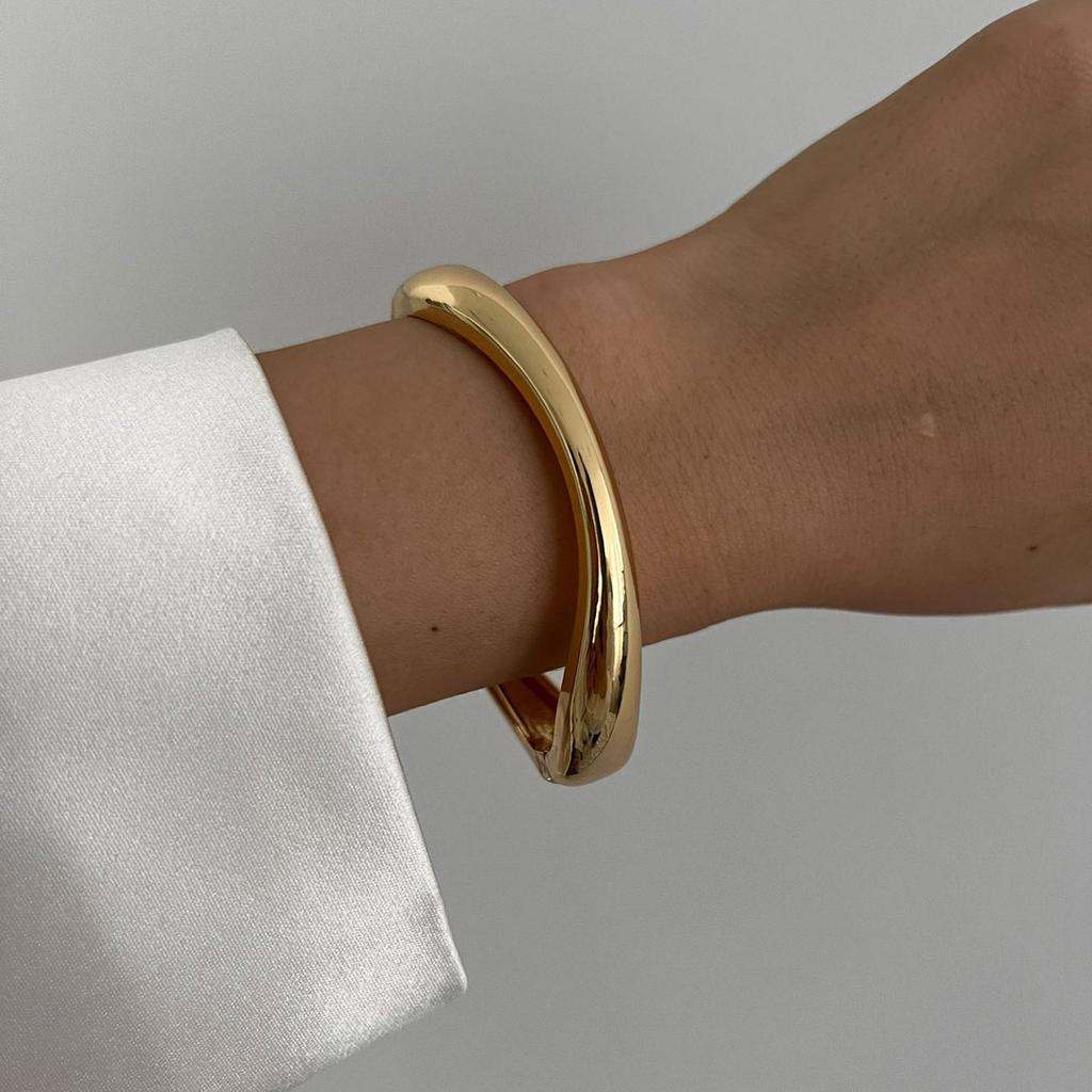 Hiphop Exaggerated Wide Cuff Bangle Manchette Vintage Punk Irregular Glossy Gold Color Bracelet Bangles Women Men Jewelry