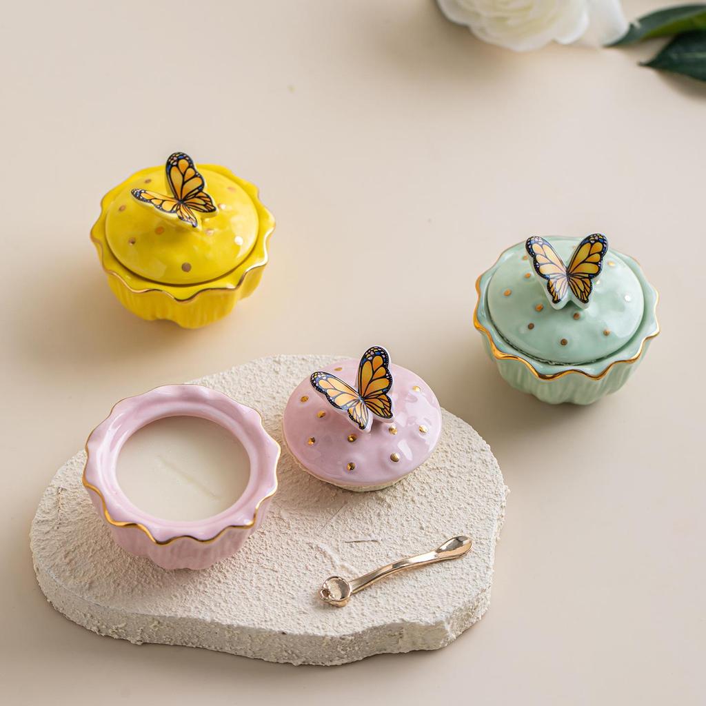 Ancient Style 25g Butterfly Ceramic Jar Solid Perfume Balm - Perfect for Cultural and Creative Events or as a Souvenir Gift