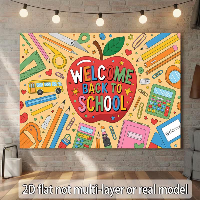 2D Back To School Stationery Photo Backdrop Classroom Decor Cloth