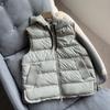 Autumn Knitted Patchwork Sleeveless Down Vest Women Drawstring Hooded Warm Lightweight Down Gilet