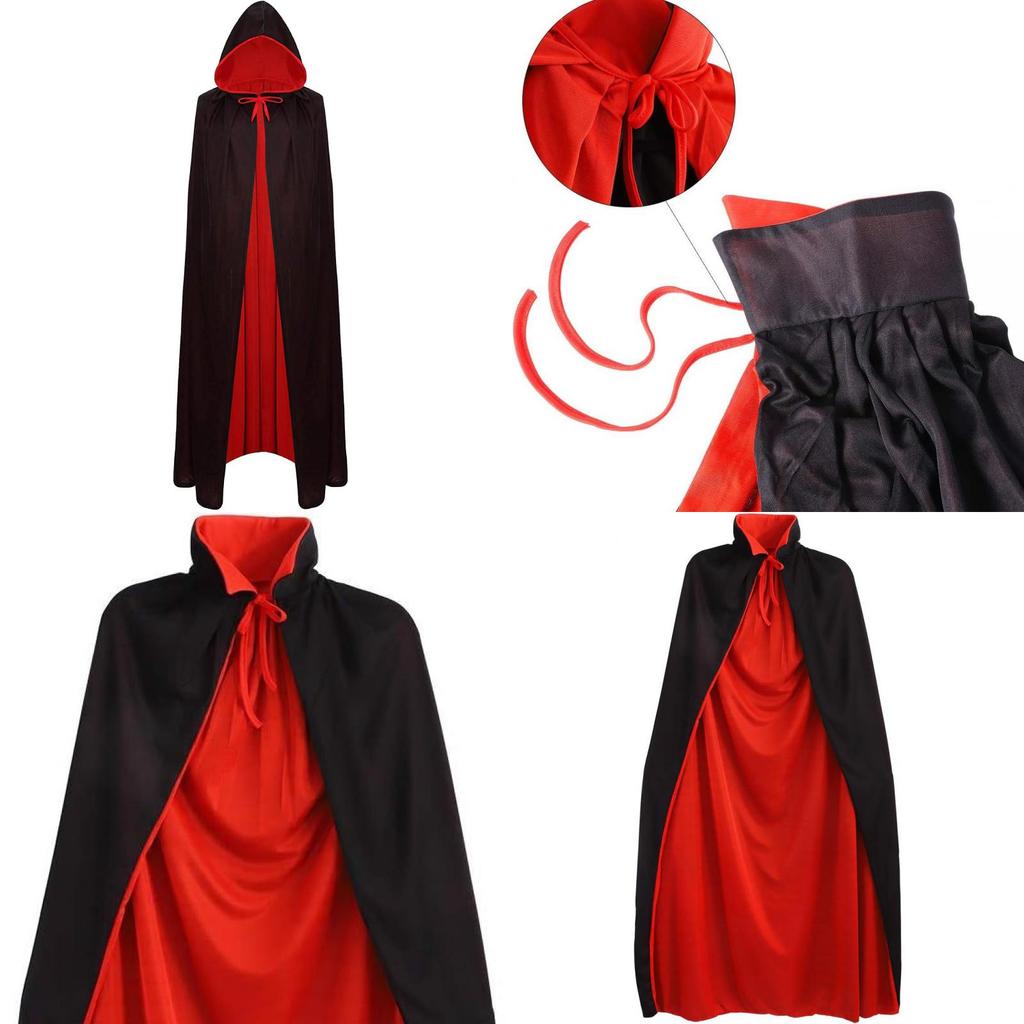 Vampire Costume Cloak With Hood For Halloween Cosplay Adults Dress Up Prop