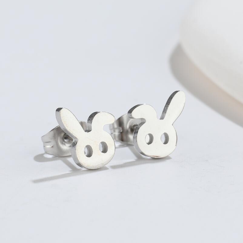 New Fashion Stainless Steel Rabbit Ear Zodiac Stud Earrings