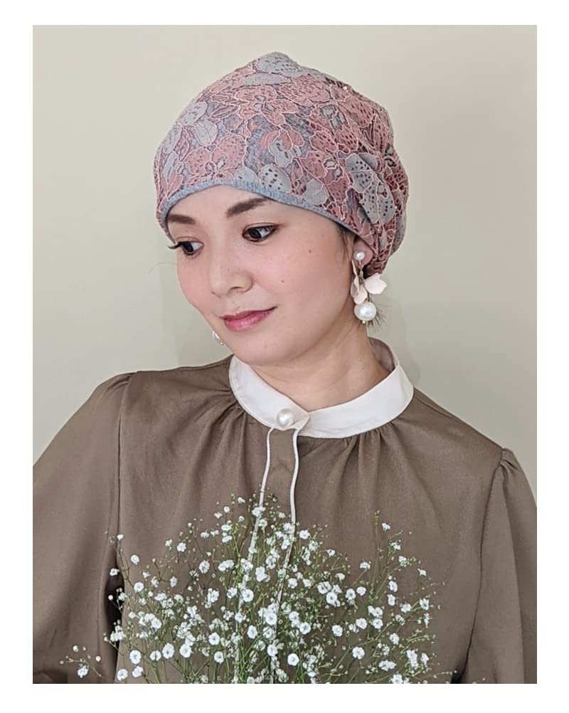 MY Medical Care Lace Floral One Size Fits for Hair Women Jean [KISS LIFE] Hat, Hat, Type, Pattern, Cute, All, Cancer, Loss, - (Smoky Pink)