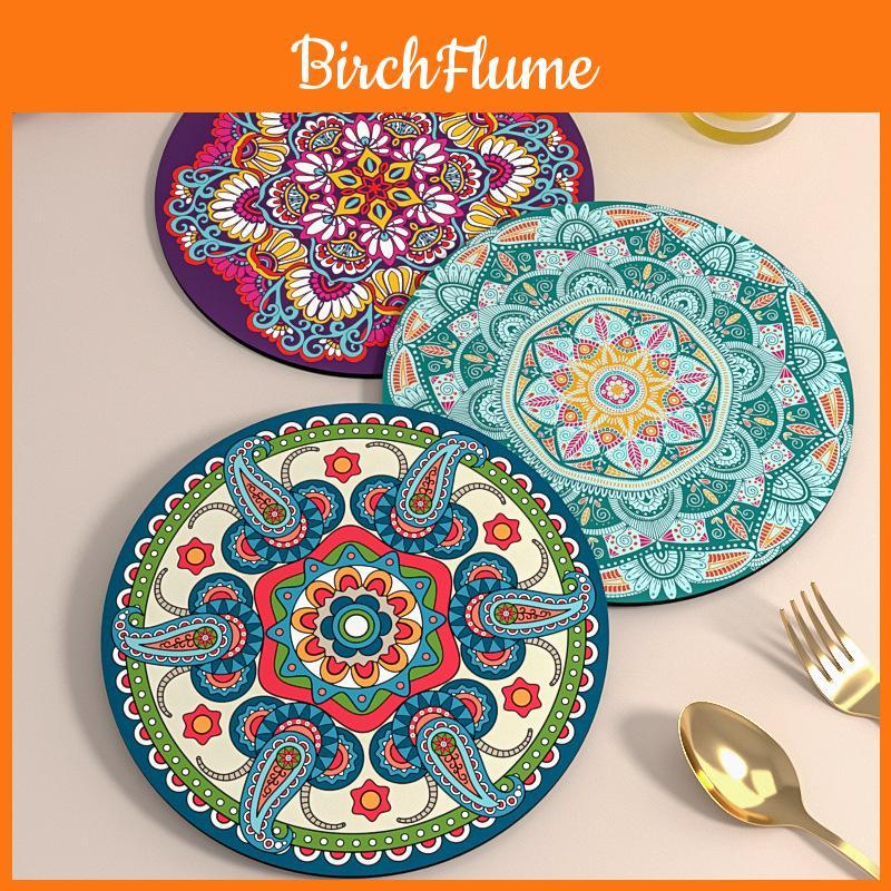 Modern Rubber Coaster Set With Heatresistant Patterned Surface For Home Dining